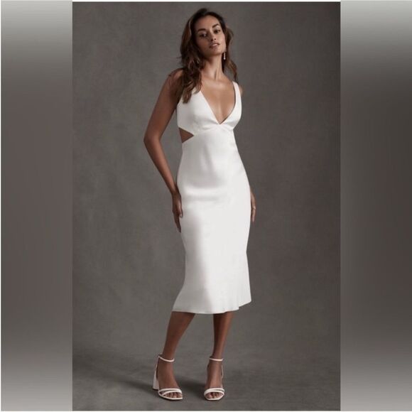 Sachin & Babi Sierra V-Neck Cutout Satin Dress by BHLDN NWT 2 - Picture 7 of 12